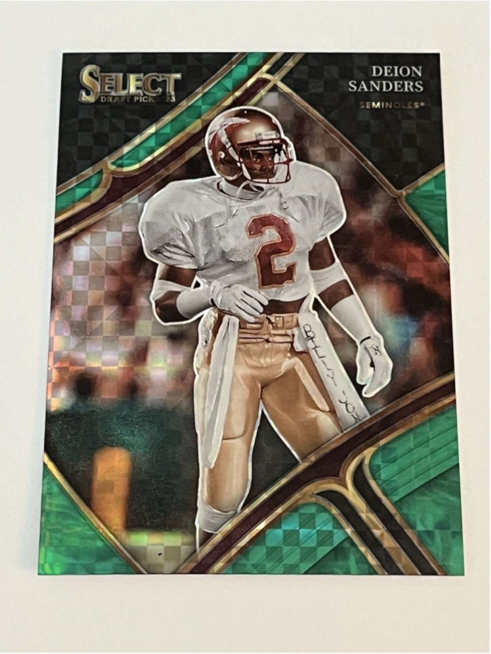 Deion Sanders 2023 Panini Select Draft Picks Field Level Green Squares Prizm 187